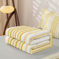 thumbnail image 5 of Castle Fairy Vintage Vertical Stripe Zipper Full Size Comforter Sets with Fitted Sheet and 2 Pillowcases,Abstract Thin Line Zipper Bedding Set,Gold Cream White,Reversible, 5 of 7