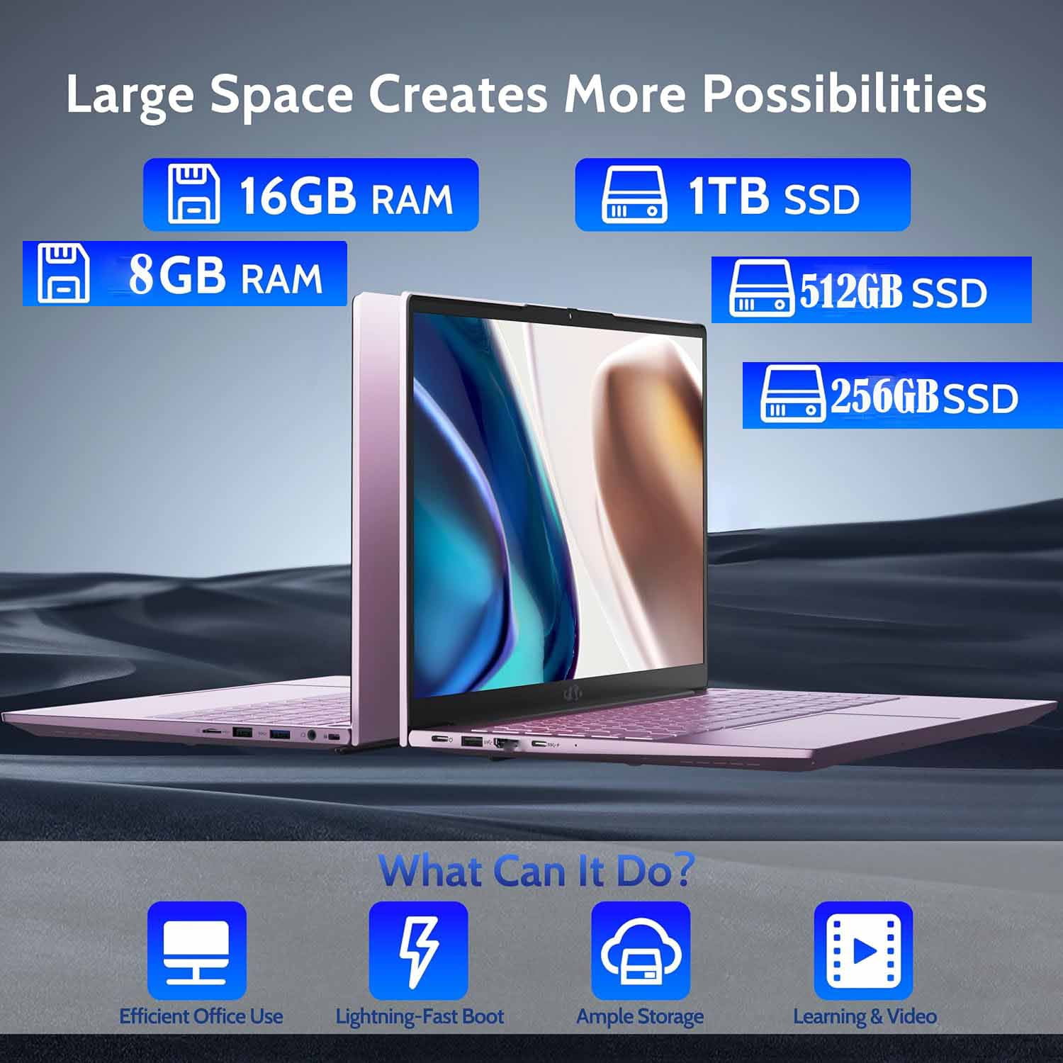 15.6 inch Laptop Computer Windows 11, with Intel N100 Processor, FHD IPS (1920x1080),16GB RAM 256 SSD（Rose Gold）