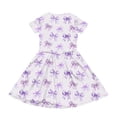 thumbnail image 4 of CCRFTGI Short Sleeve Dresses for Children Girls Size 8 Basic 2026 Summer A Line Skater Dress Cute Bowknot Print Dresses Holiday Girls Clothes Fashion Purple 5-6 Years, 4 of 5