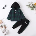 thumbnail image 3 of GYRATEDREAM Toddler Baby Boy Clothes Long Sleeve Tops Plaid Hoodie Sweatshirt + Sweatpants Little Boy Fall Winter Outfits Set 0-24 Months, 3 of 14