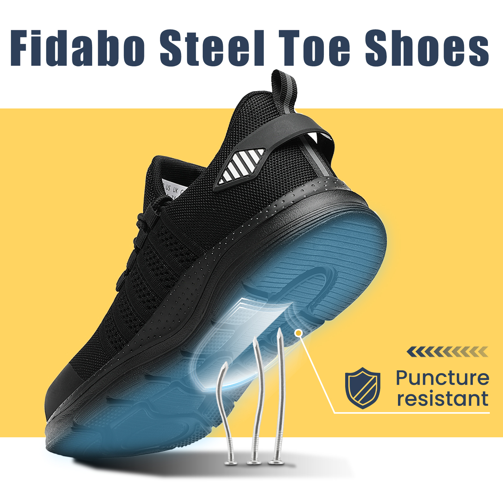Fidabo Unisex Steel Toe Puncture-Proof Safety Work Shoe photo 4