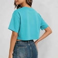 thumbnail image 4 of Likimi Womens Cropped T-Shirt Crew Neck Solid Color Short Sleeve T Shirts For Women Summer Soft Tops Sky Blue Size 2Xl, 4 of 6