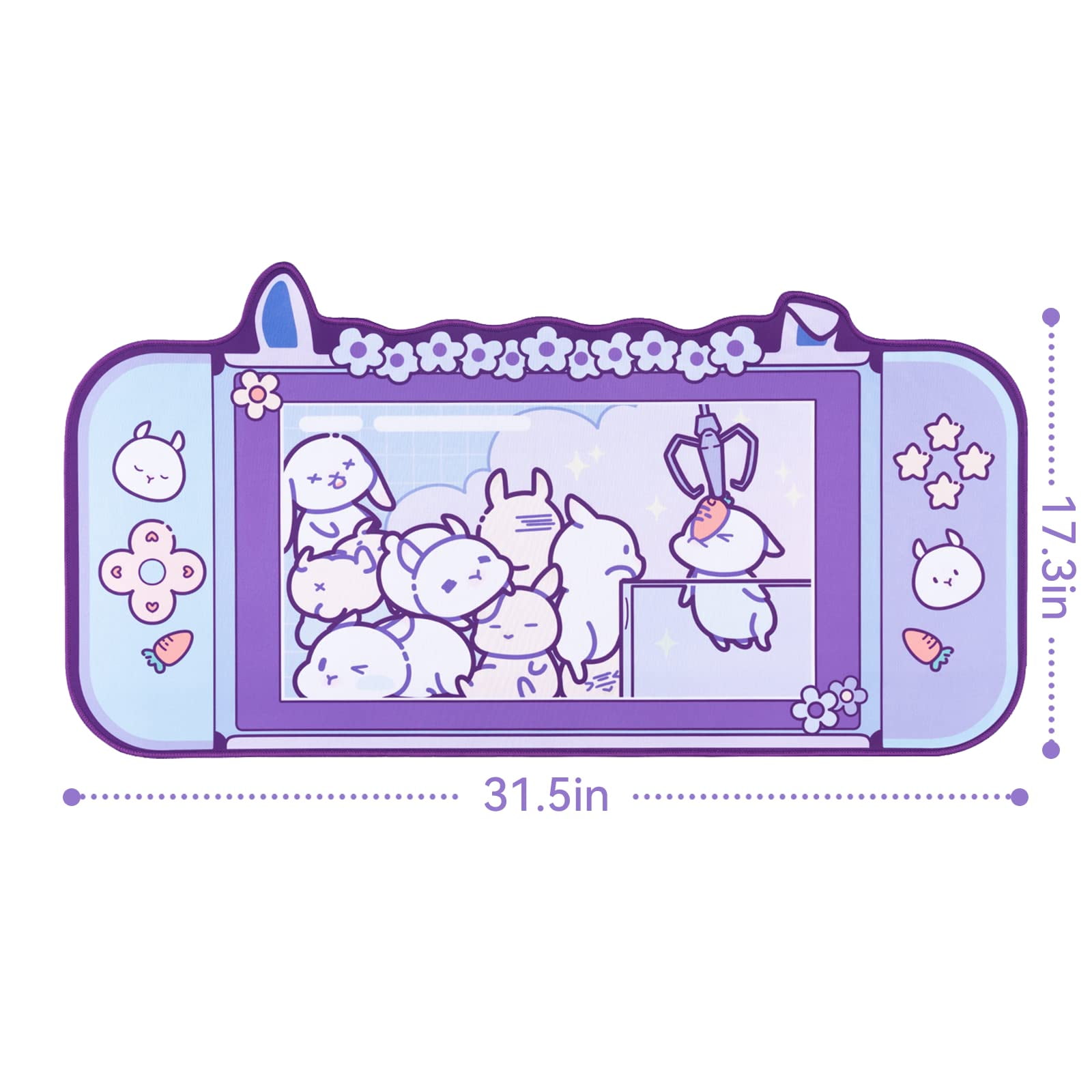 GeekShare Cute Bunny Mouse Pad Non-Slip Rubber Desk Mat for Keyboard and Mouse for Gaming,Working