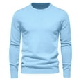 thumbnail image 4 of Iugvhana Mens Solid Color Crewneck Sweater Casual Base Knit Pullover Sweater Drop Shoulder Fashion Knitted Sweaters Light Blue S, 4 of 4