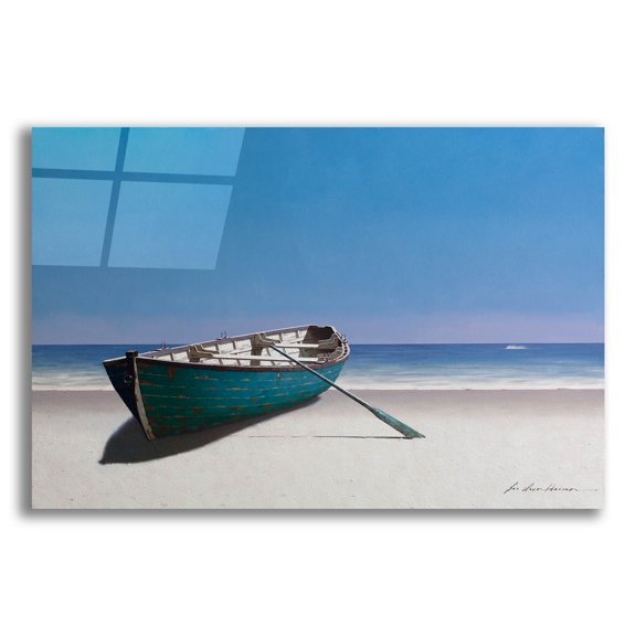 Epic Art 'Blue Boat' by Zhen-Huan Lu, Acrylic Glass Wall Art, 24"x16"