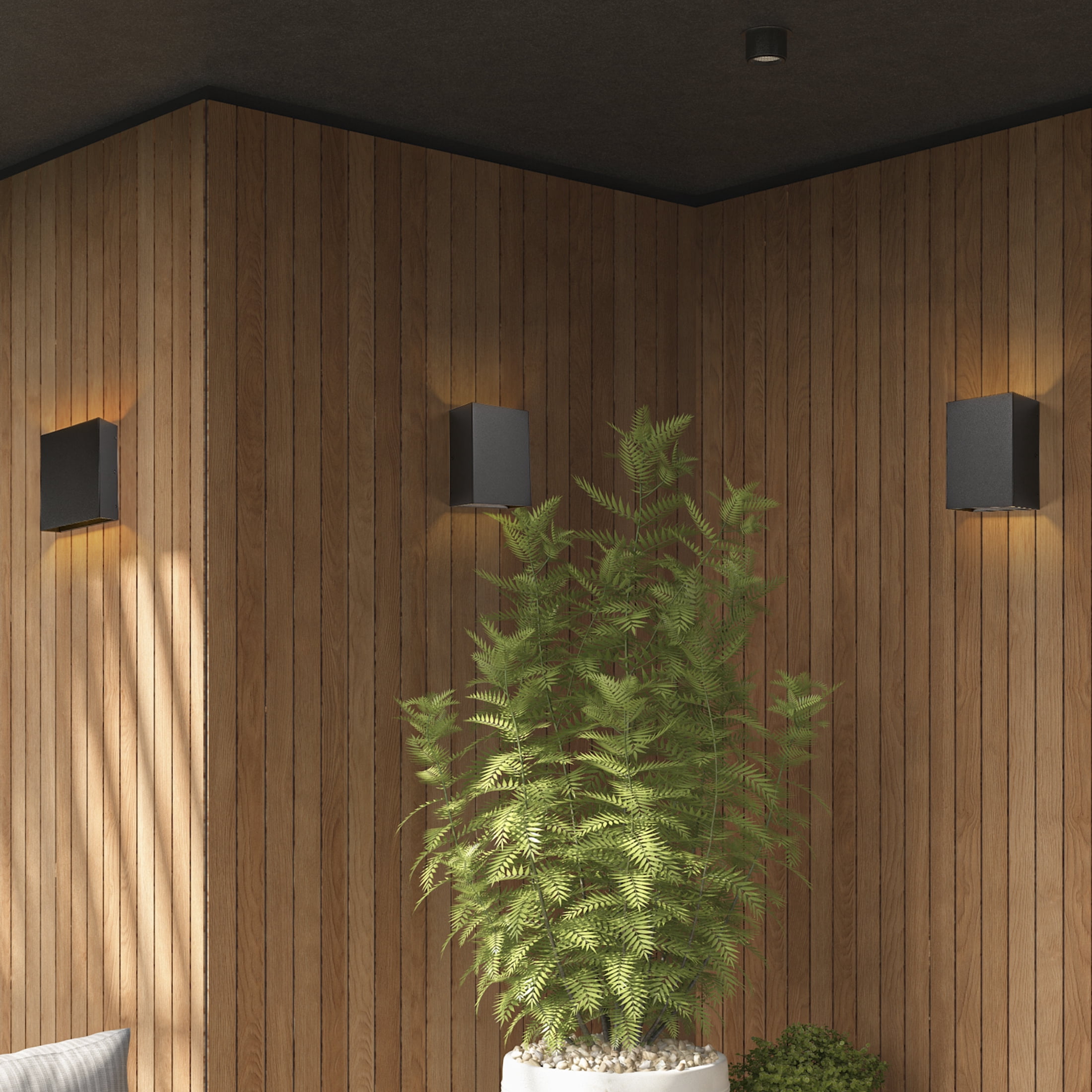 Maxxima LED Rectangular Outdoor Wall Wash, Up and Down Modern Sconce Porch Light, 12 Watts, 500 Lumens, 5 CCT 2700K-5000K