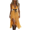 thumbnail image 2 of Taylonsss Womens Western Denim Dress V Neck Retro Waist-Cinching Solid Color Spaghetti Strap Cowboy Chic, 2 of 5