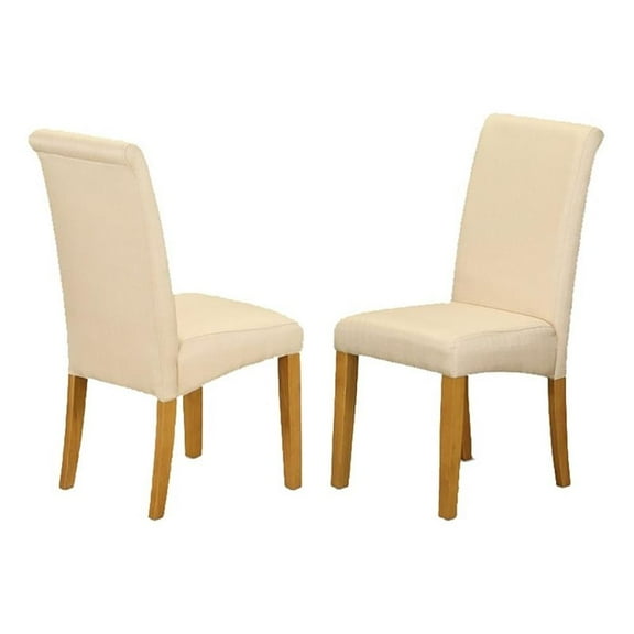 Pemberly Row 42"H Traditional Wood/Fabric Dining Chair in Oak/Beige (Set of 2)