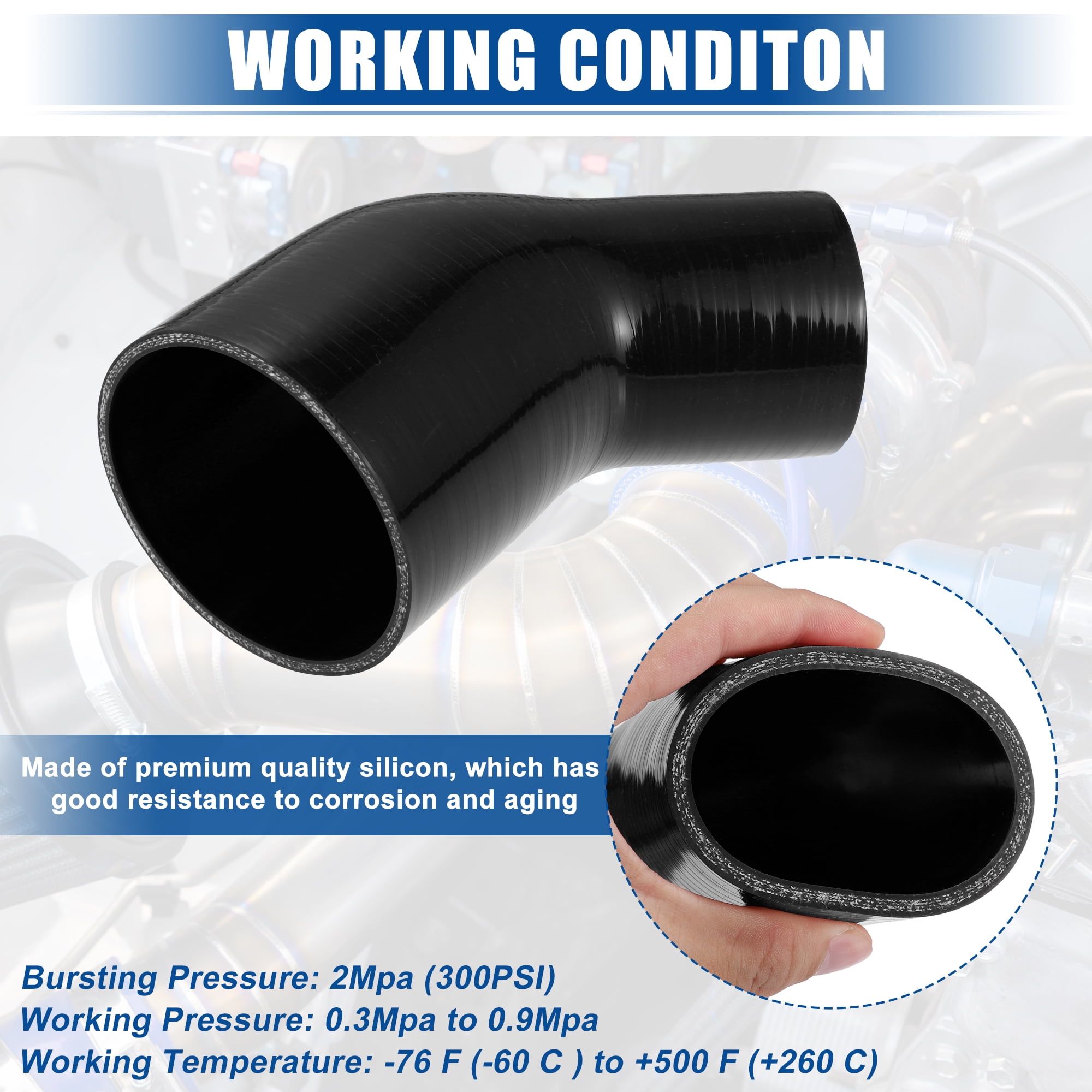 Silicone Coupler Black Silicone Intake Coupler - 3.5" To 4" (89mm-102mm) Straight Reducer For Turbo 4 To 2 In Pvc Reducer - Foto 7