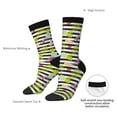 thumbnail image 4 of Gukieu Striped With Palm Tree Branches Print Contrast Color Mid-calf Socks, Sweat-wicking Athletic Socks, Unisex Clothing Accessories, 4 of 6