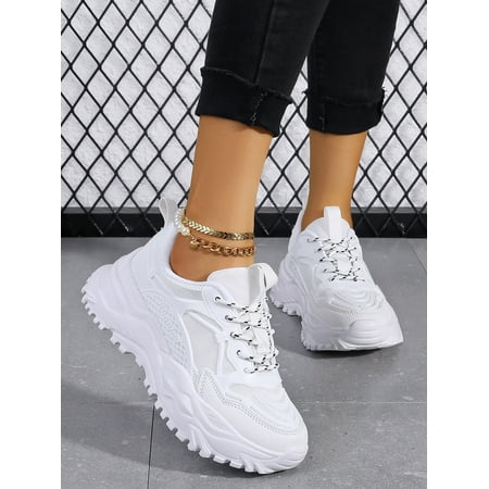 

Letter Patch Decor Lace-up Front Chunky Sneakers Women‘s Footwear
