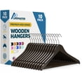 thumbnail image 1 of Perchas de Madera Lifemaster con Gancho Giratorio 360° y Soporte para 10 kg, Color Negro, 1 of 7
