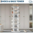 thumbnail image 4 of Historyli 7 Tier Rotating Shoe Rack Tower,360° Revolving Free Standing Spinning Shoe Organizer,Vertical Spinning Shoes Display,Shoes Rack Storage Round Carousel,Rotate Shoes Closet Organization，White, 4 of 8