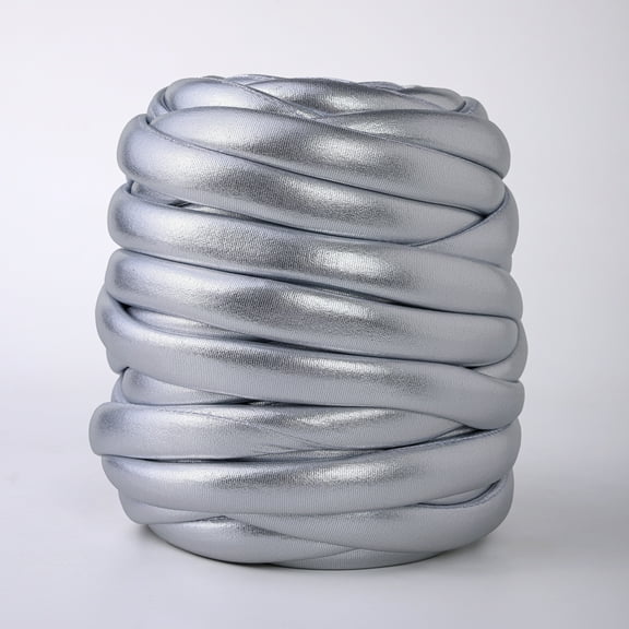 XmhyTop-A Chunky Yarn 500g Giant Crochet Yarn, Extra Thick Polyester Yarn for Weaving, Braided Blankets Home Decor Crafts, Jumbo Craft Yarn,Silver