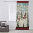 thumbnail image 3 of Christmas Semi Sheer Curtains Drapes for Living Room, Bedroom, French Doors Window 84 Inches Long, Farmhouse Snowflake Xmas Tree Red Plaid Rod Pocket Chiffon Curtain Drapery Voile Draperies Panel, 3 of 6