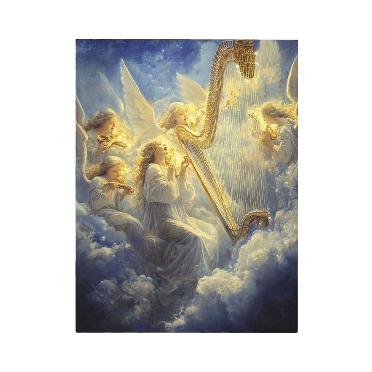 CozyNet A Depiction Of Angels Singing With Glowing Harps In The