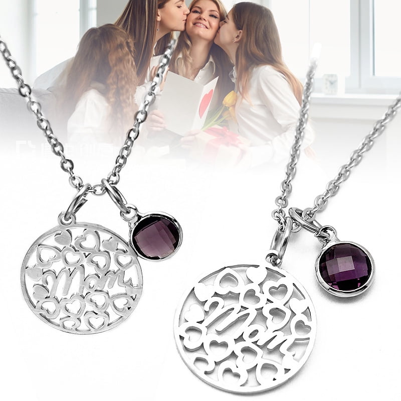 Love Heart Necklaces for Mom Crystal 