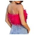 thumbnail image 4 of Txlixc Mujeres Sexy Strapless Crop Top Y2k Faux Fur Tube Top Fairy Mini Chaleco Fluffy Tight Bra Top Estética Clubwear ( Txlixc Estilo de ocio, 4 of 9
