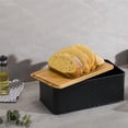 thumbnail image 4 of Bread Bin,Innovative Box Thanks to Carbon Coating,with Integrated Ventilation Holes,Including Bamboo Lid Black, 4 of 7