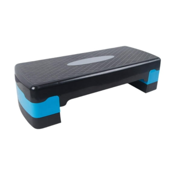 Step para ejercicios aeróbicos con elevador, ajustable, estable, antideslizante, superficie texturizada, para entrenamiento cardiovascular, fuerza y Azul