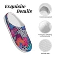 thumbnail image 5 of Yiaed Tropical Leaves Print Slippers Fuzzy Warm Cozy Slippers Non Slip House Slippers For Indoor Outdoor Slippers House Slippers-8, 5 of 7