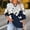 A612 Navy, variant on Retro Floral Graphic T-Shirt for Women Split V-Neck Keyhole 3/4 Sleeve Relaxed Fit Flare Top Bohemian Style Casual Outdoor Spring Fashion Clothes