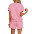 thumbnail image 3 of INSPIRE CHIC Women's Loungewear Short Sleeve Tops and Shorts with Pockets Outfits Matching Lounge Pajama Sets XS Pink, 3 of 6