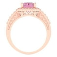 thumbnail image 4 of 2.78 ct Emerald Cut Simulated Pink Diamond with Simulated Diamond Halo Accents 18K Rose Gold Womens Engagement Ring, 4 of 5