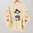 thumbnail image 5 of Womens Halloween Tops Cute Ghost Printed Crew Neck Long Sleeve Trendy Loose Spooky Festival Pullover Top Khaki L, 5 of 6