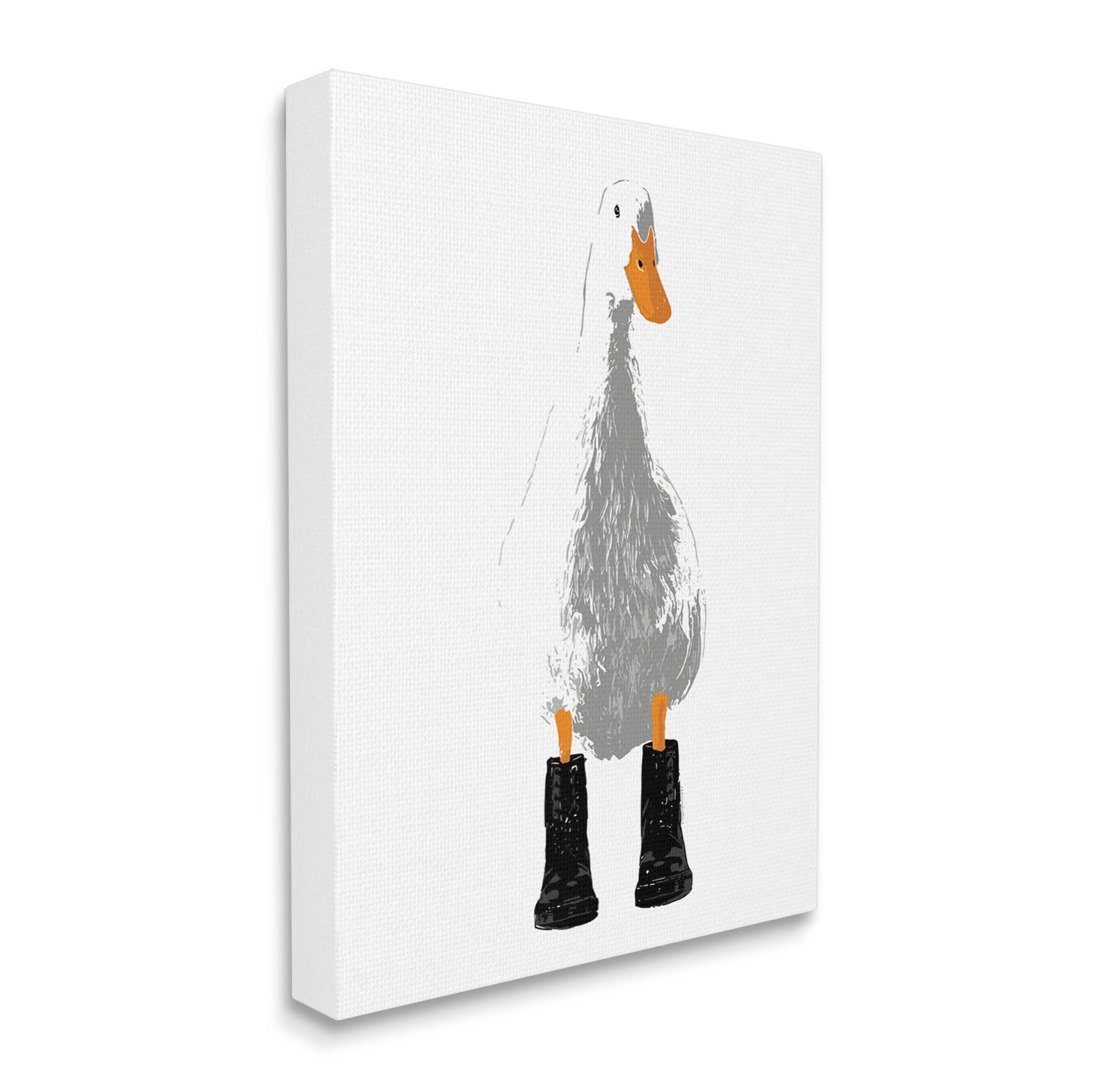 Stupell Industries White Duck Wearing Rain Boots Portrait Graphic Art Gallery Wrapped Canvas Print Wall Art, Design by Kamdon Kreations