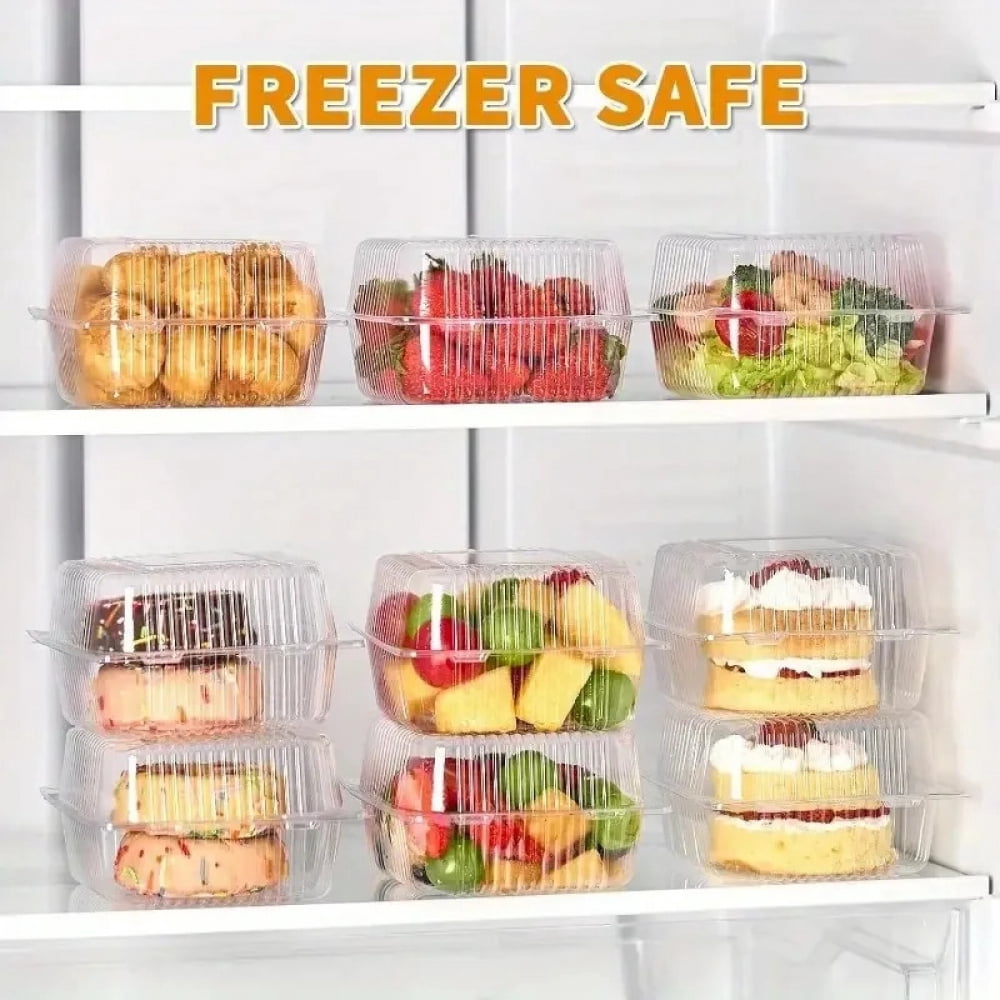 50PCS Disposable Plastic Square Box Cake Slice Boxes with Lid Square Cheesecake Sandwich Bakery Party Wedding Supplies