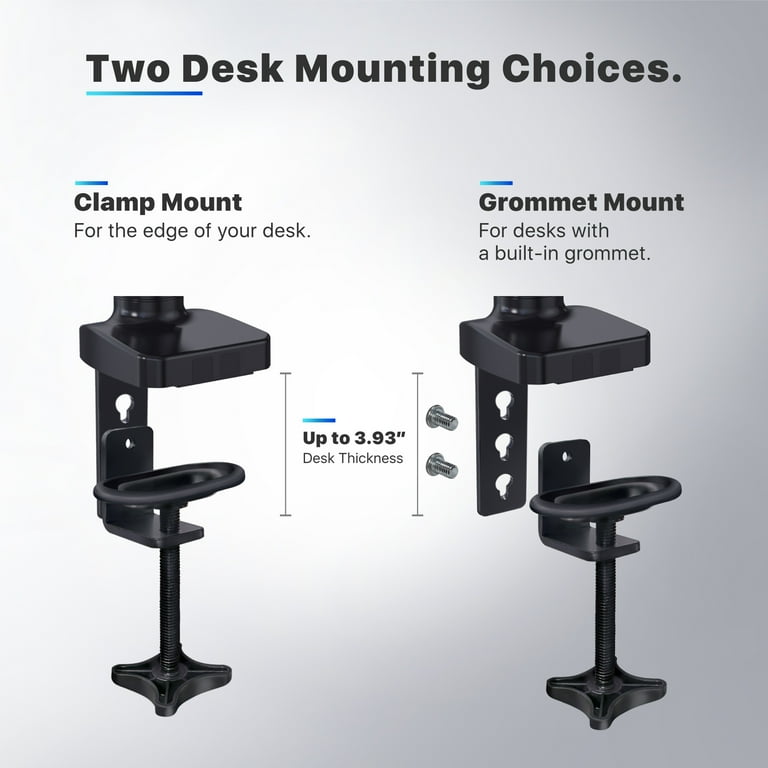 New & Improved Single Monitor Stand, Adjustable Gas Spring Monitor Arm, VESA Mount with C Clamp or Grommet Mounting Base, for 15 inch to 27 inch