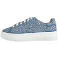 thumbnail image 2 of La Sheelah Women’s Rhinestone Platform Sneakers – Sparkly Glitter Fashion Shoes, Bling Casual Lace-Up Sneakers, Crystal Streetwear Flatform Shoes DOLCE-66 Blue Denim 5.5, 2 of 5