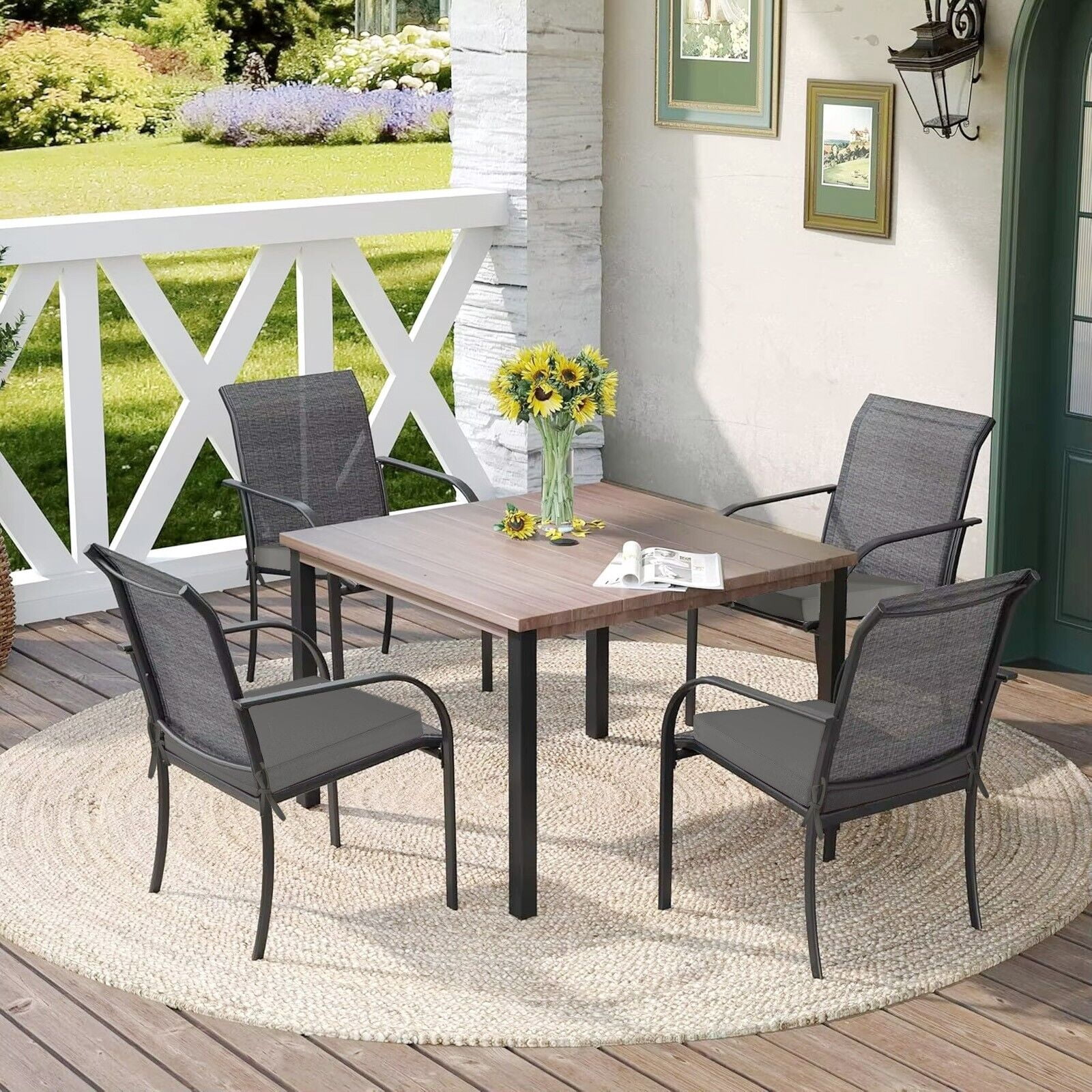 (Set of 2) Outdoor Chair Cushions for Patio Furniture, Waterproof 19" x 19" x 3" Square Patio Chair Seat Cushion with Non-Slip Ties & Handle