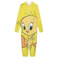thumbnail image 3 of Looney Tunes Tweety Men's Hooded Jumpsuit - Zip Up One Piece Pajamas Soft Cozy Winter Warm Plush Loungewear, 3 of 8
