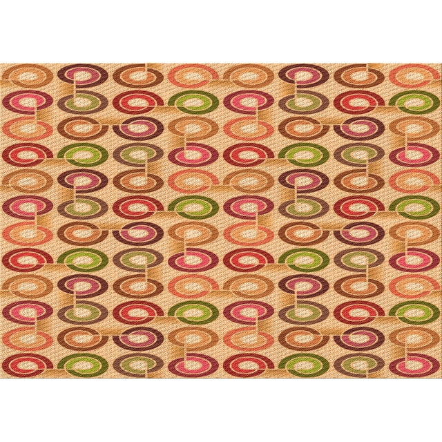 Ahgly Company Machine Washable Indoor Rectangle Transitional Yellow Orange Area Rugs, 6' x 9'