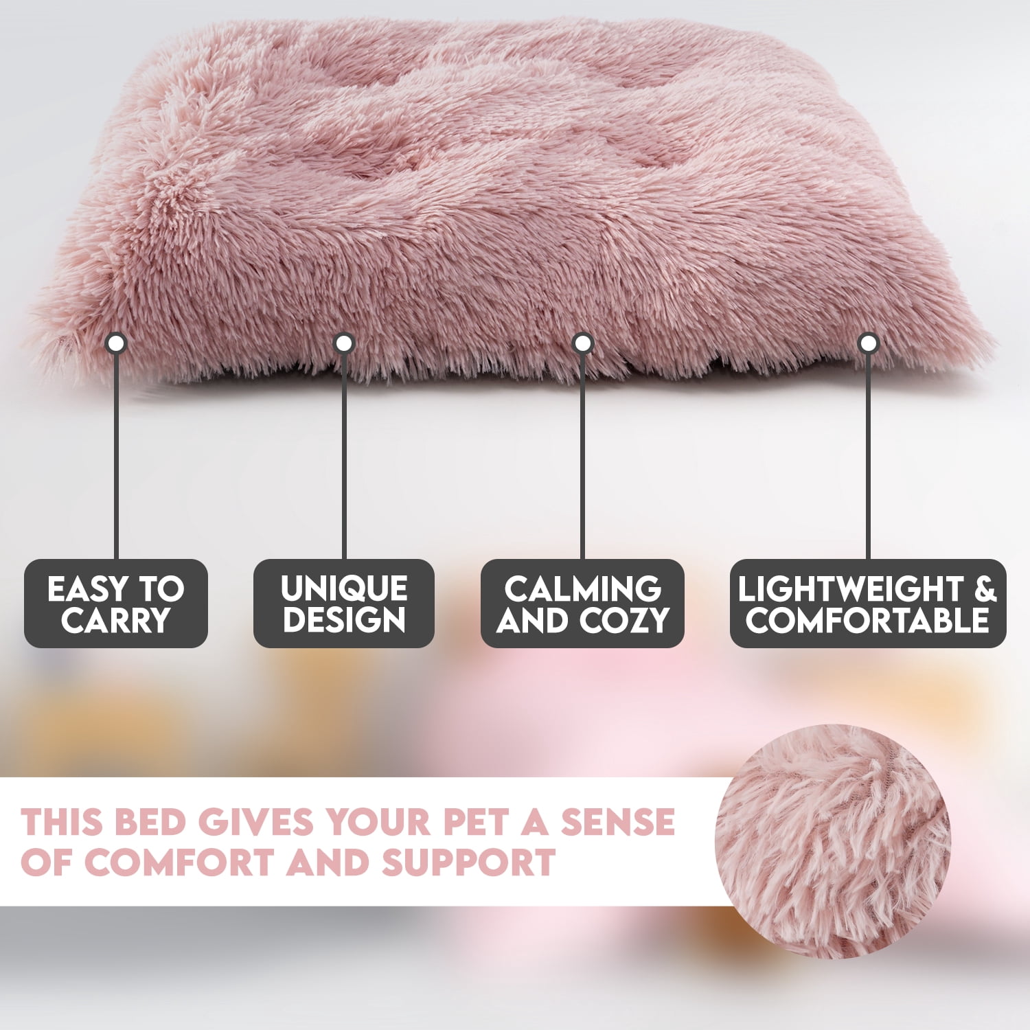 Precious Tails Eyelash Faux Fur Tufted Cat Dog Mat - Large