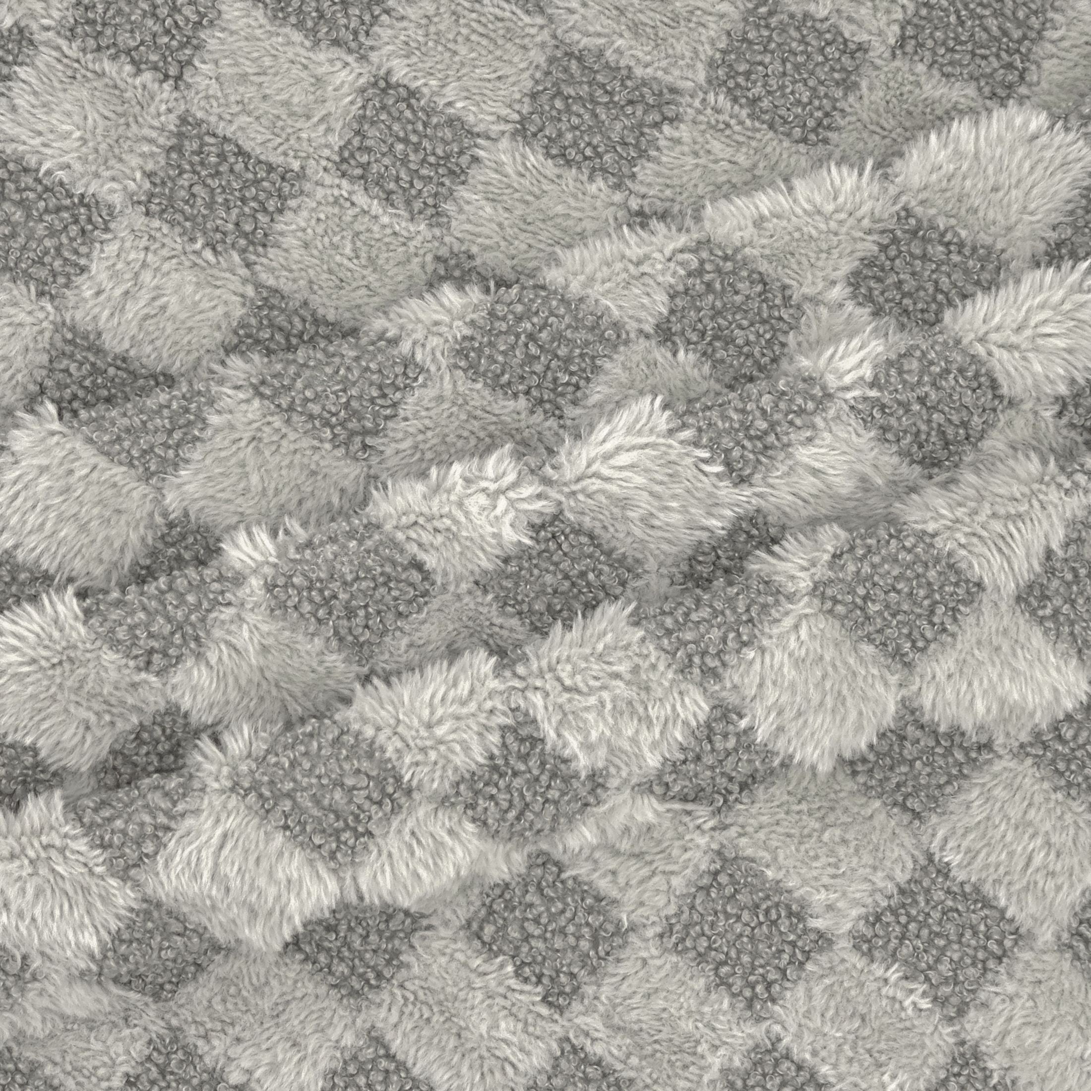 Shason Textile 1.5 Yard Cut 100% Polyester Checker Coral Fleece Fabric, Grey, 54" Wide for Quilting & Sewing