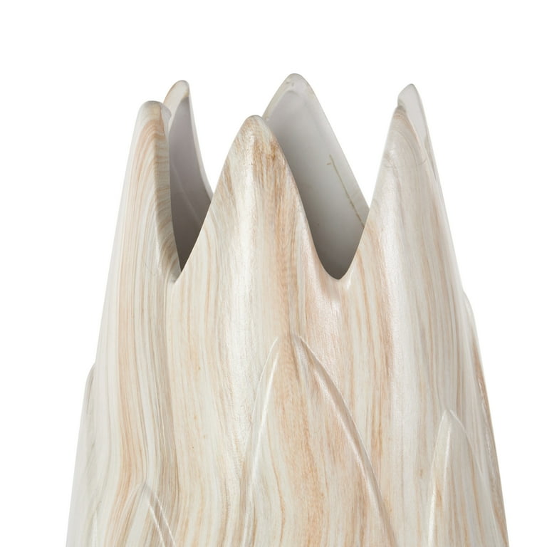 Deco 79 Ceramic Marble Vase - 7x7x21 Inches, Angled Edge, Rust Accents, Beige, For Home Tabletop Decoration 2 thumbnail image