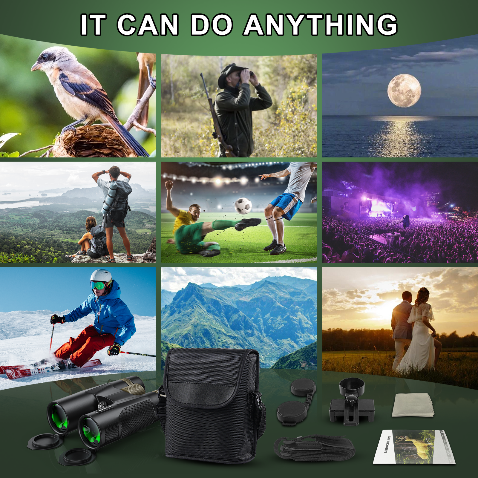 SUNOYAR 10x42 ED Binoculars for Adults, HD Professional Binoculars with Extra-Low Dispersion Glass, BAK4 Prism, Waterproof Binoculars with Phone Adapter & Case for Bird Watching, Hiking, Travel