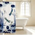 thumbnail image 3 of Erosebridal Cartoon Dragonfly Shower Curtain 72Wx72L,Retro Floral Bathroom Curtain,White Navy, 3 of 5