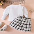 thumbnail image 3 of Toddler Girl Outfit Mesh Patchwork Long Sleeve Shirts and Elastic Plaid A-Line Skirt Set Fall Clothes 2-3 Years, 3 of 8