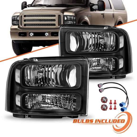 Fit 1999-2004 Ford F250 Ford Super Duty Excursion Conversion Headlights w/ Bulbs