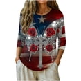 thumbnail image 2 of 250th Anniversary Women's Casual 3/4 Sleeve T-Shirt 250 Years of Freedom Shirt American Flag Patriotic Clothes, 2 of 7