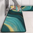 thumbnail image 2 of Kitchen Rugs Sets Of 2,Teal Gold Marble Wave Pattern Anti Fatigue Kitchen Mat Rugs Non Slip Washable,Decorative Kitchen Floor Mats for Kitchen,Sink,Laundry,17"x47"+17"x47", 2 of 5