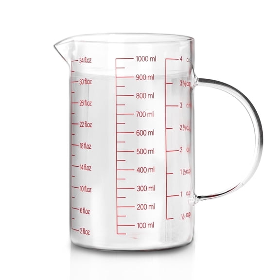 WhiteRhino 4 Cup Glass Measuring Cup with Handle ,34oz Liquid Measure for Kitchen Baking Tools