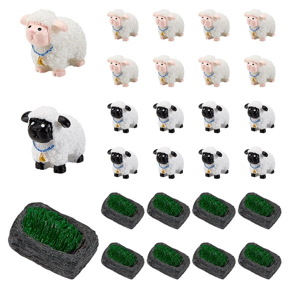 30 Pcs Miniature Sheep Figurine Set 20 Pcs 2 Styles Mixed Color Resin Sheep Statue 10 Piece Mini Bricks Fairy Garden Accessories