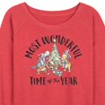 thumbnail image 2 of Disney Winnie The Pooh - Christmas Family - Most Wonderful Time of Year - Women's Lightweight French Terry Pullover, 2 of 5