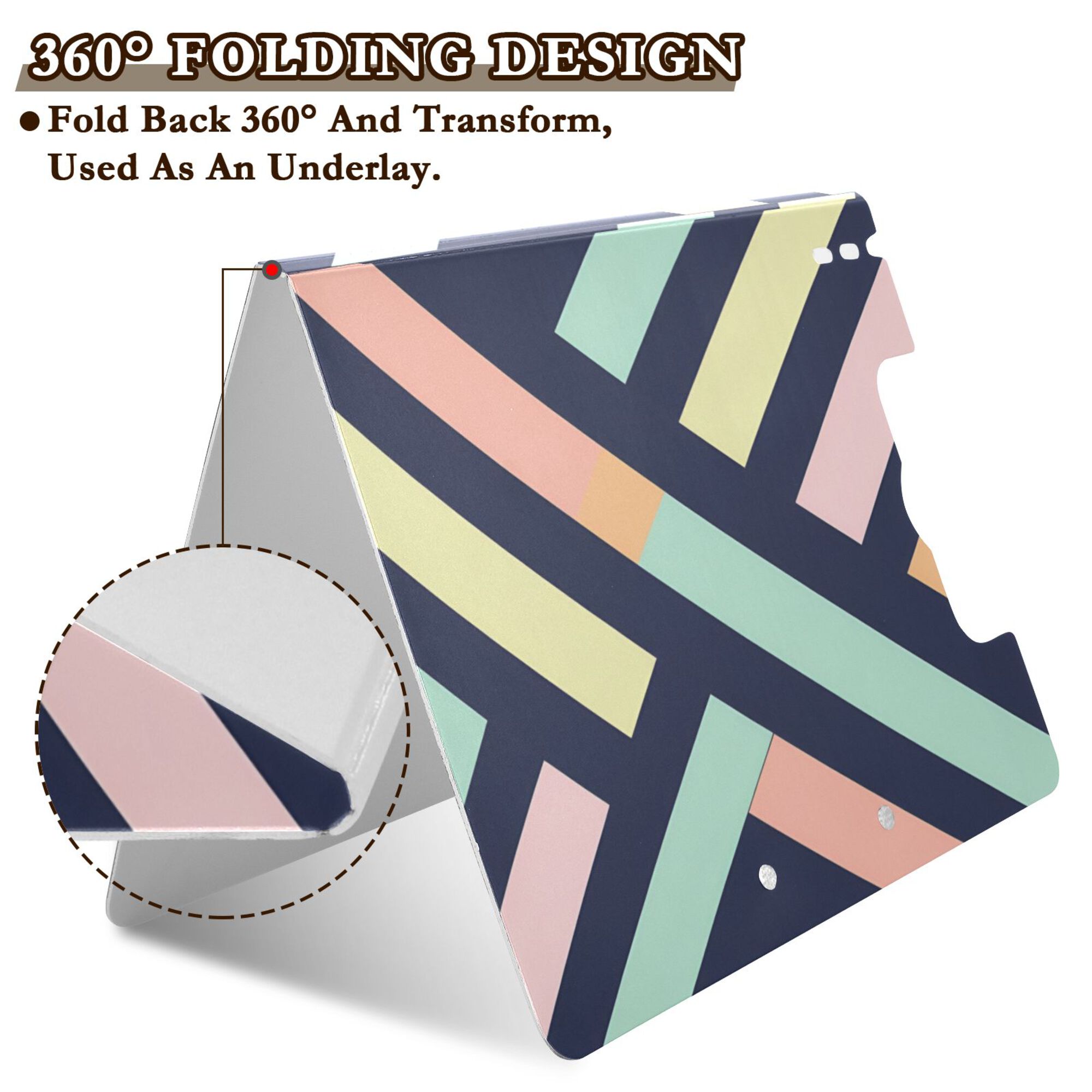 FORMRS A4 Clipboard Folder with Pen Holder Horizontal Foldable School Office Binder, Green Stripes