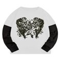 thumbnail image 1 of T-shirt Patchwork pour Femme avec Imprimé Ailes en Automne, 1 of 2